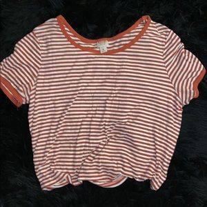 Mustard/brown stripped short sleeve shirt